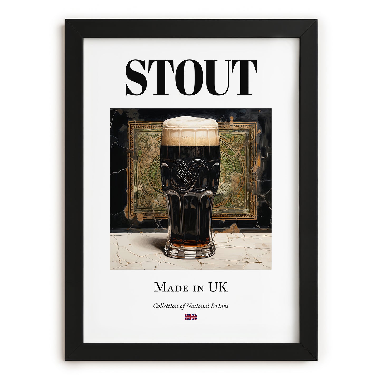 Stout – English Beer, Sports Bar Poster, in sleek black frame