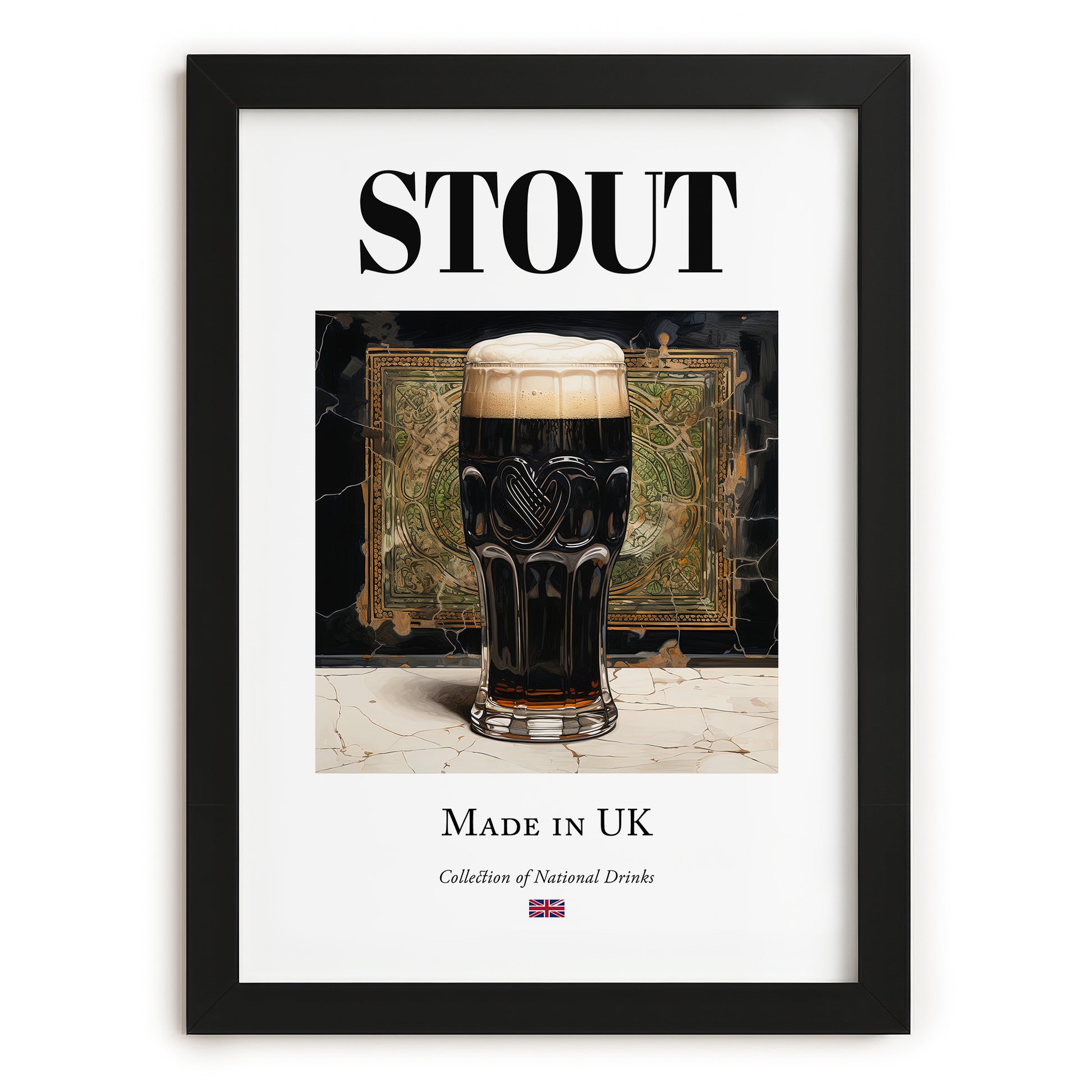 Stout – English Beer, Sports Bar Poster, in sleek black frame