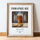 India Pale Ale – English Beer, Taproom Print, in wooden frame leaning on the floor