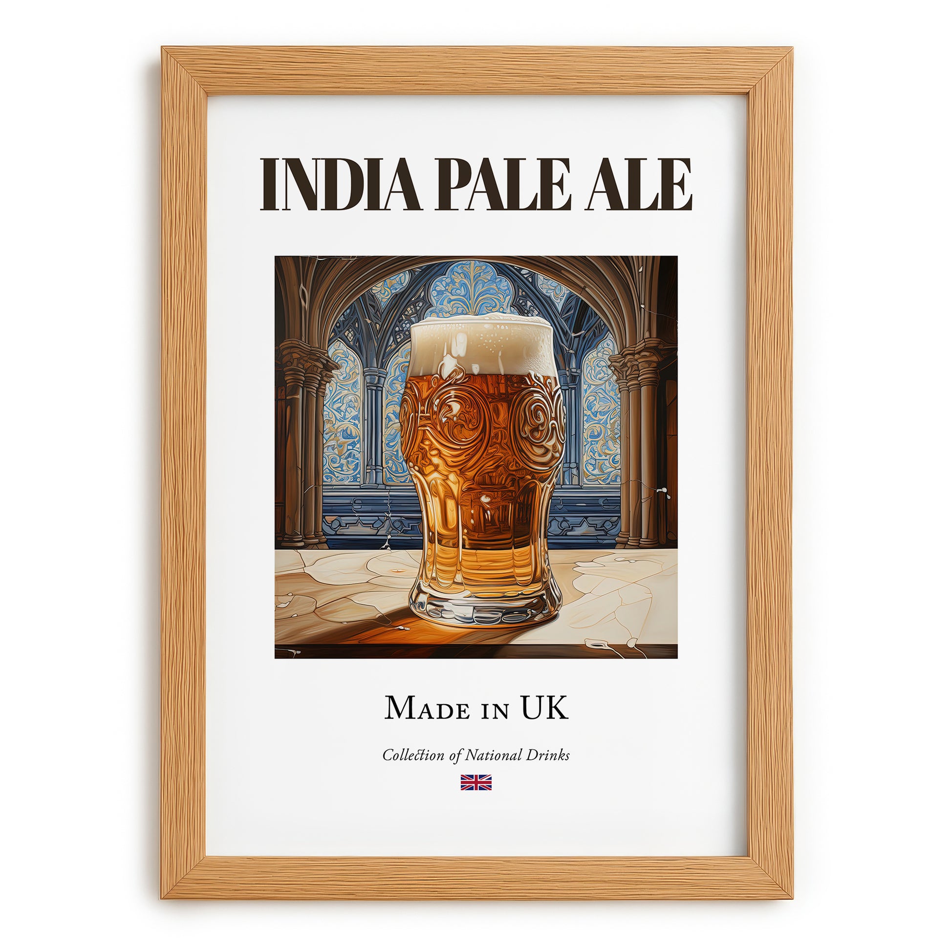 India Pale Ale – English Beer, Taproom Print, set in oak frame