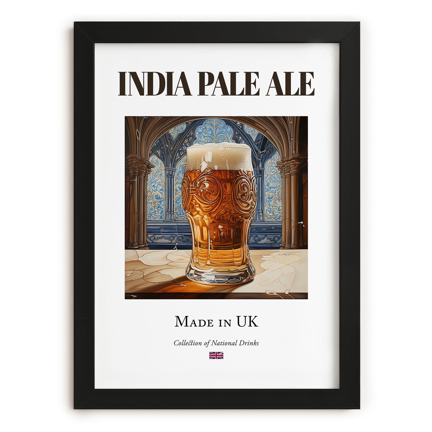 India Pale Ale – English Beer, Taproom Print, in sleek black frame