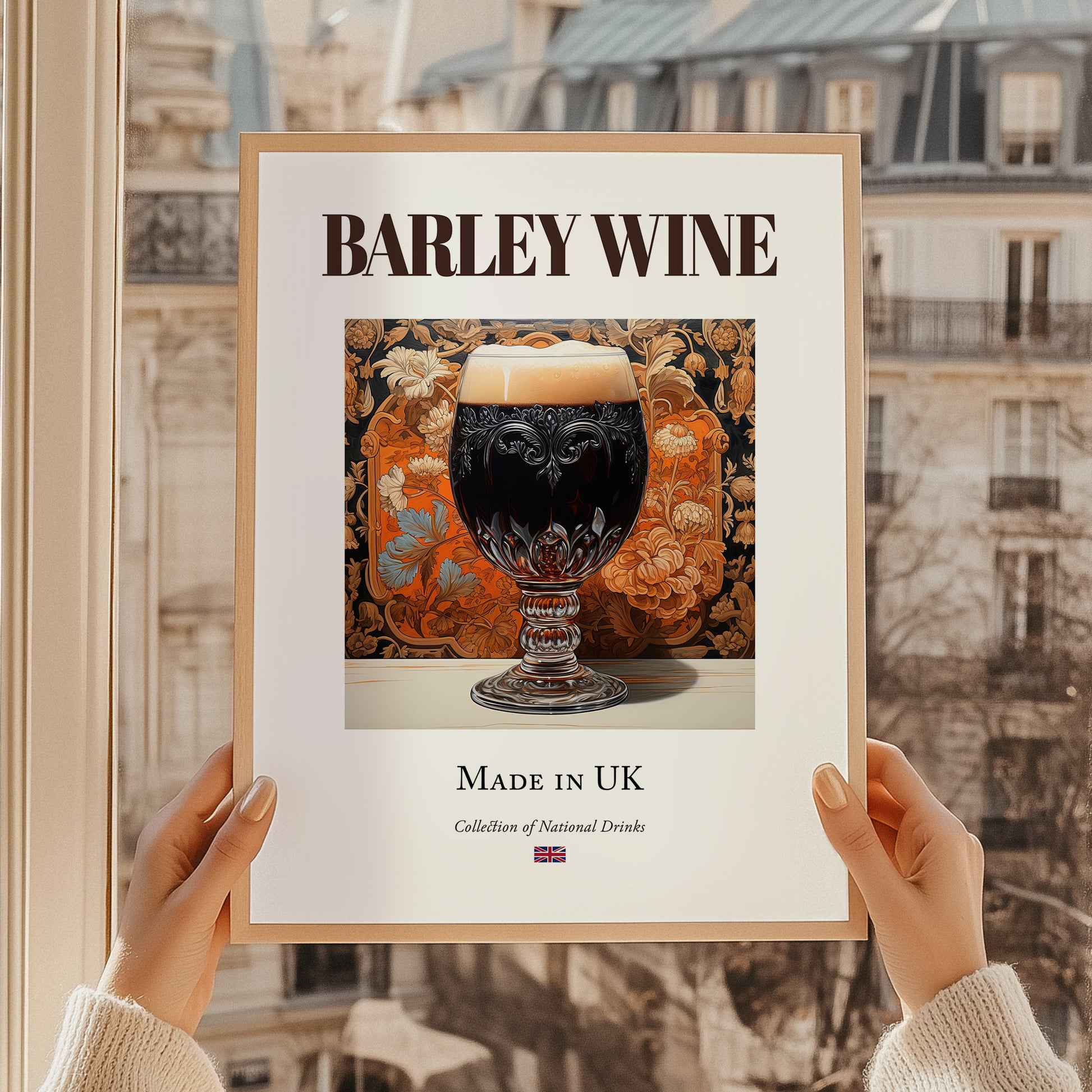 Barley Wine – English Beer, Sports Bar Poster, styled in a charming Paris street view