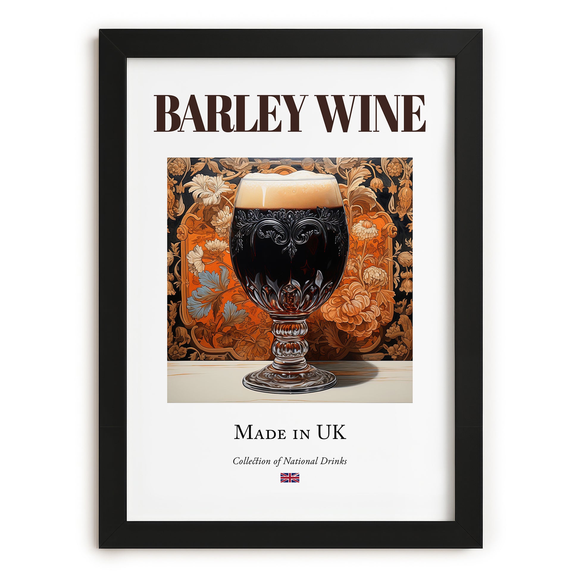 Barley Wine – English Beer, Sports Bar Poster, in sleek black frame