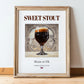 Sweet Stout – English Beer, Gastropub Print, in wooden frame leaning on the floor
