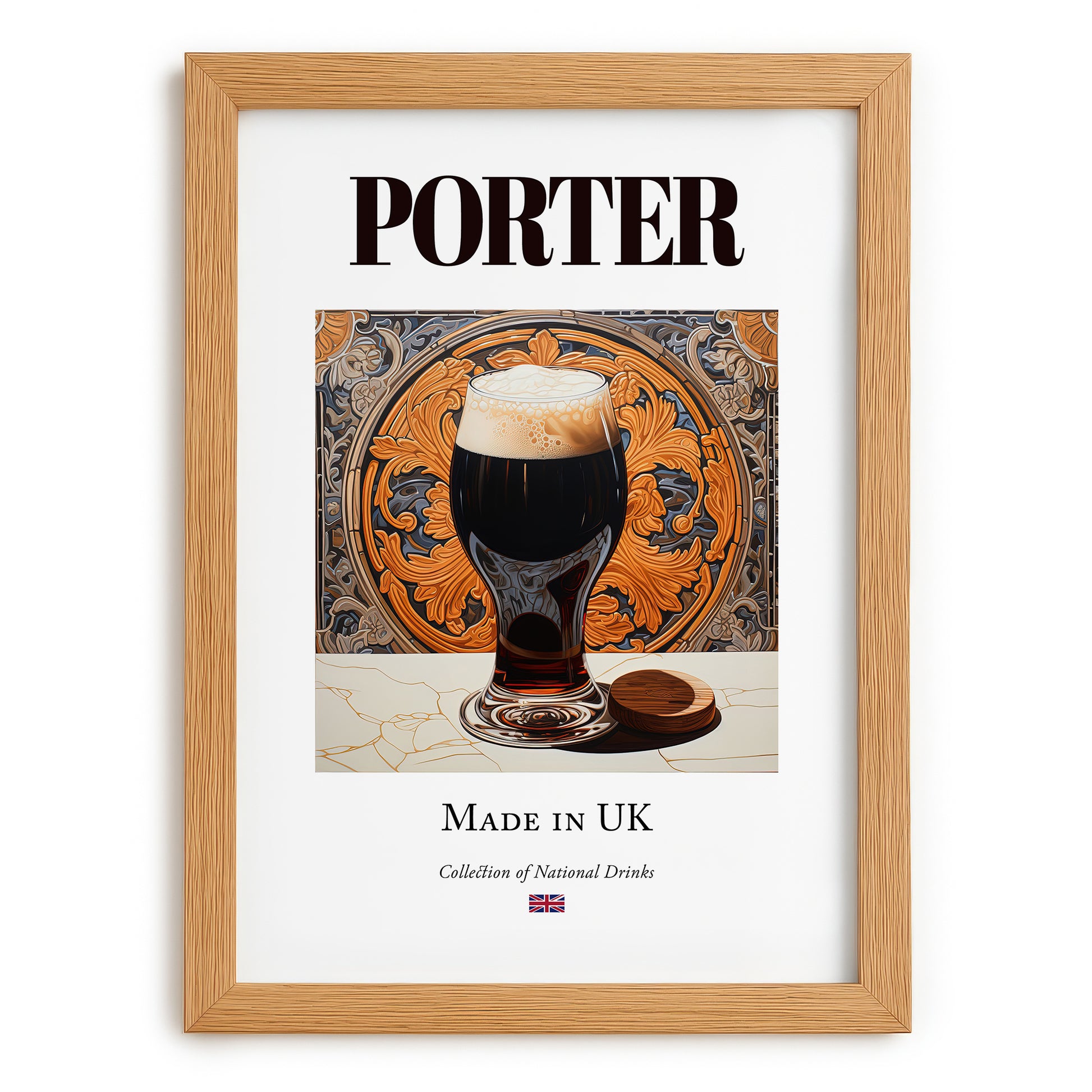 Porter – English Beer, Taproom Poster, set in oak frame