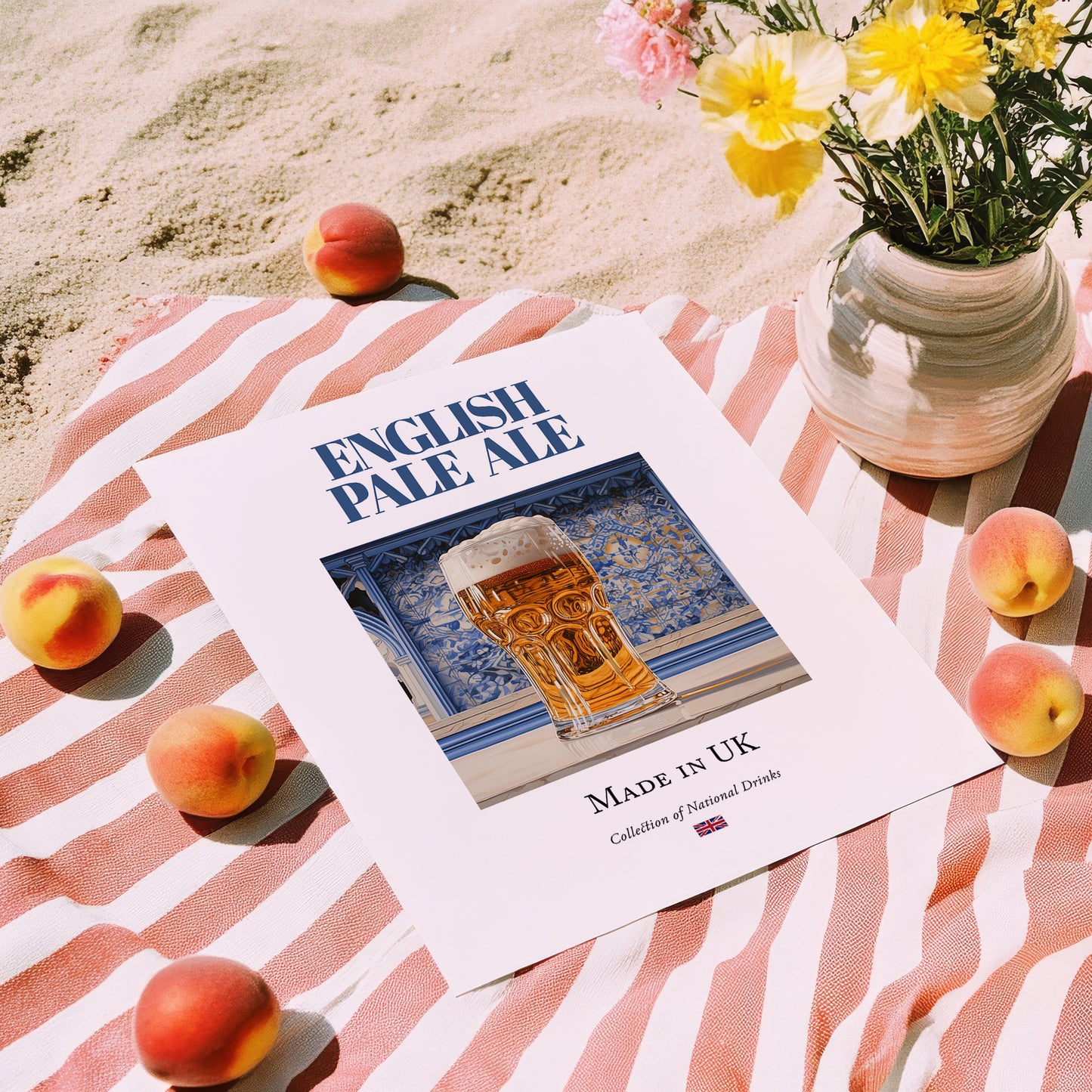 English Pale Ale – English Beer, Taproom Poster, unframed on coastal sand