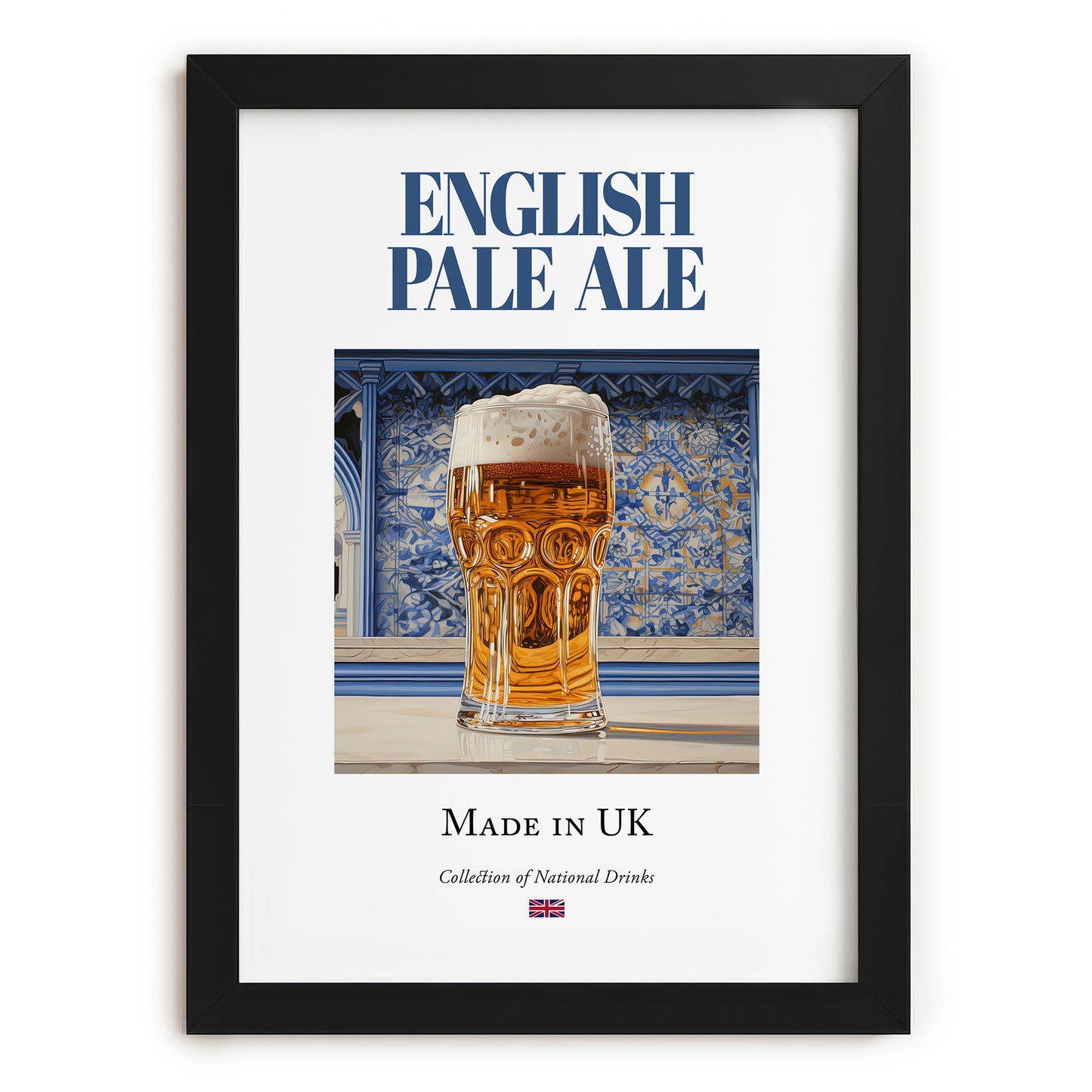 English Pale Ale – English Beer, Taproom Poster, in sleek black frame