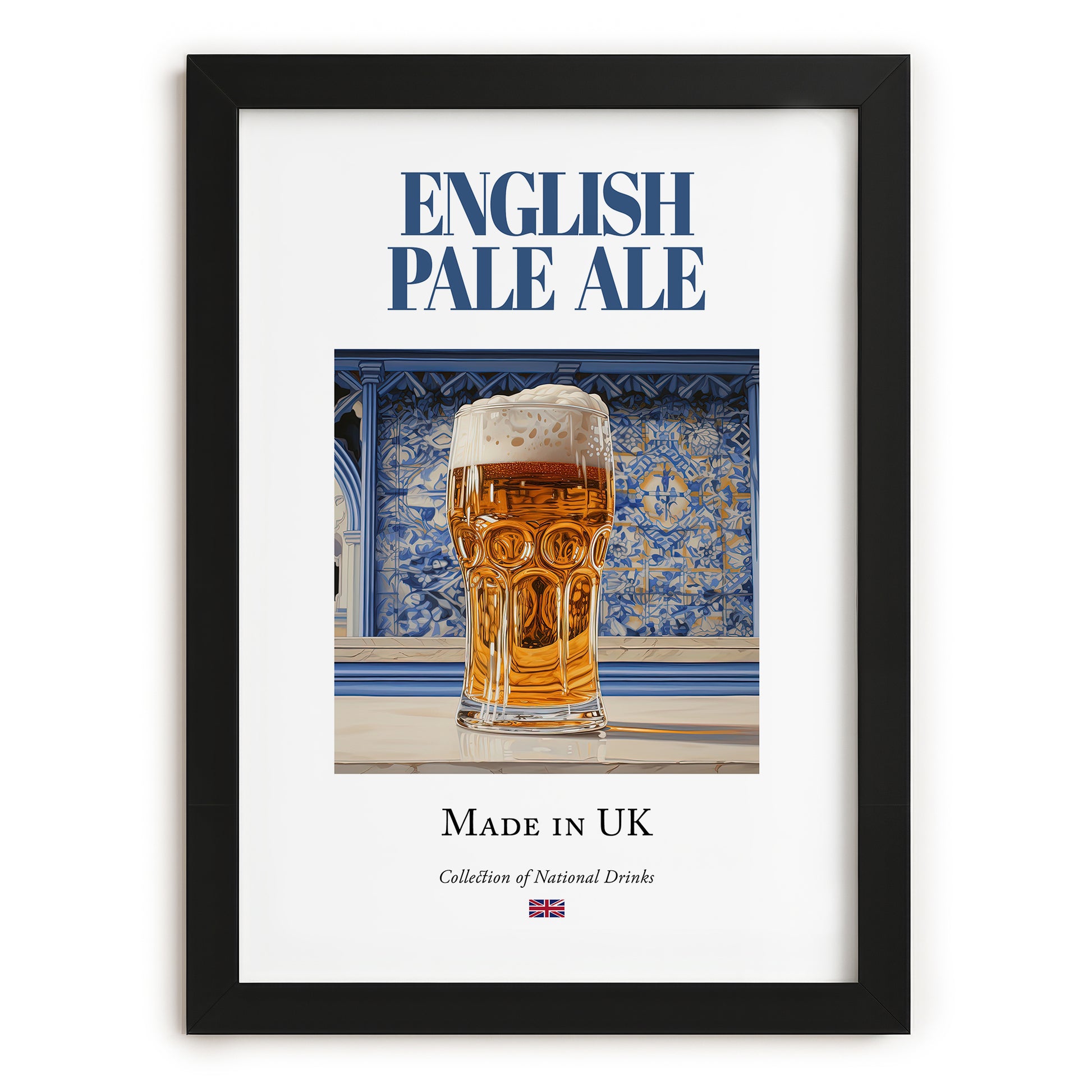 English Pale Ale – English Beer, Taproom Poster, in sleek black frame