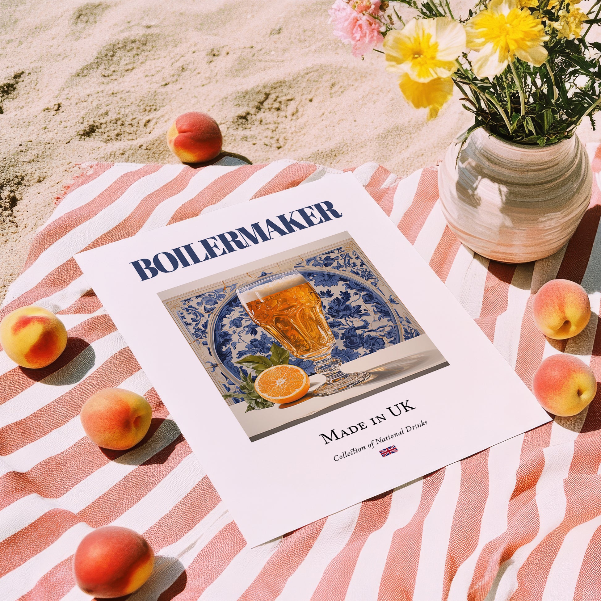 Boilermaker – English Cocktail Drink, Beach Bar Print, unframed on coastal sand