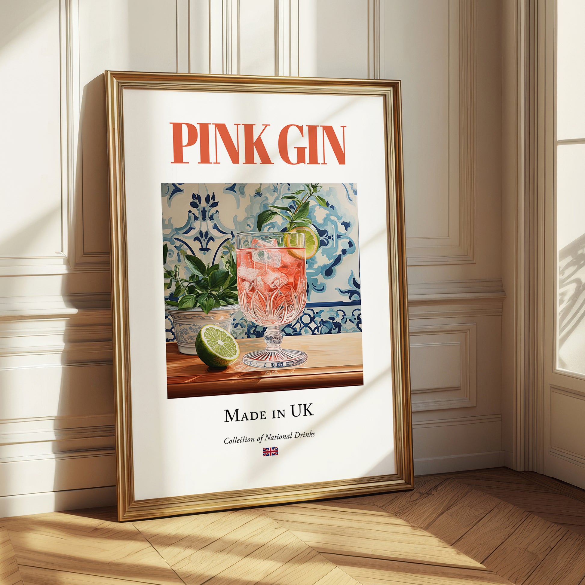 Pink Gin – English Cocktail Drink, Speakeasy Wall Decor
