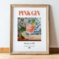 Pink Gin – English Cocktail Drink, Speakeasy Wall Decor, in wooden frame leaning on the floor