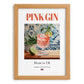 Pink Gin – English Cocktail Drink, Speakeasy Wall Decor, set in oak frame