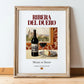 Ribera del Duero – Spanish Red Wine, Wine Bar Poster, in wooden frame leaning on the floor