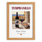 Tempranillo – Spanish Red Wine, Enoteca Illustration, set in oak frame