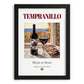 Tempranillo – Spanish Red Wine, Enoteca Illustration, in sleek black frame