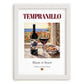 Tempranillo – Spanish Red Wine, Enoteca Illustration, placed in minimal white frame