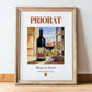 Priorat – Spanish Red Wine, Wine Bar Art, in wooden frame leaning on the floor