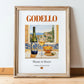 Godello – Spanish White Wine, Vinoteca Still Life, in wooden frame leaning on the floor