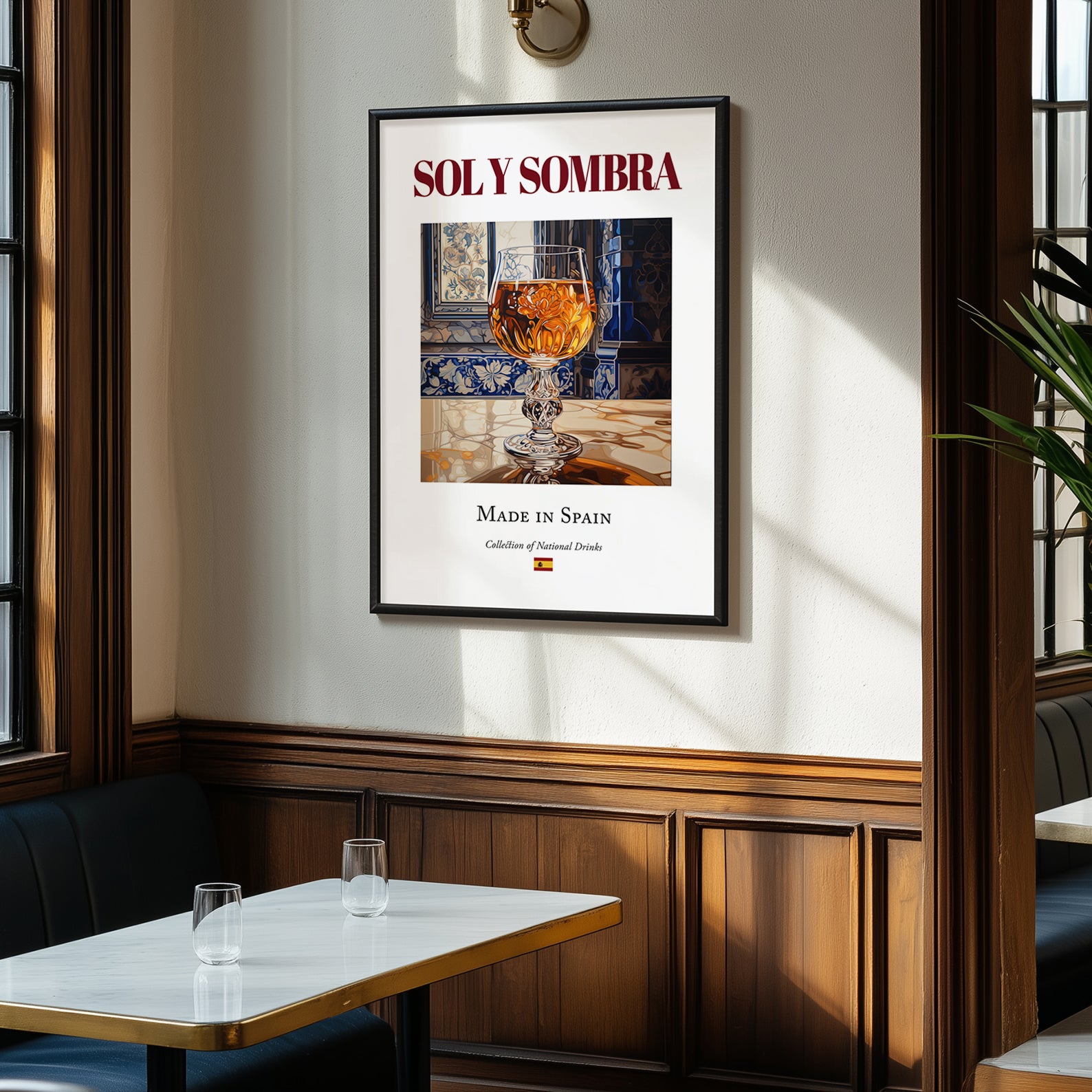 Sol y Sombra – Spanish Cocktail Drink, Cocktail Lounge Wall Art, clean layout with no caption