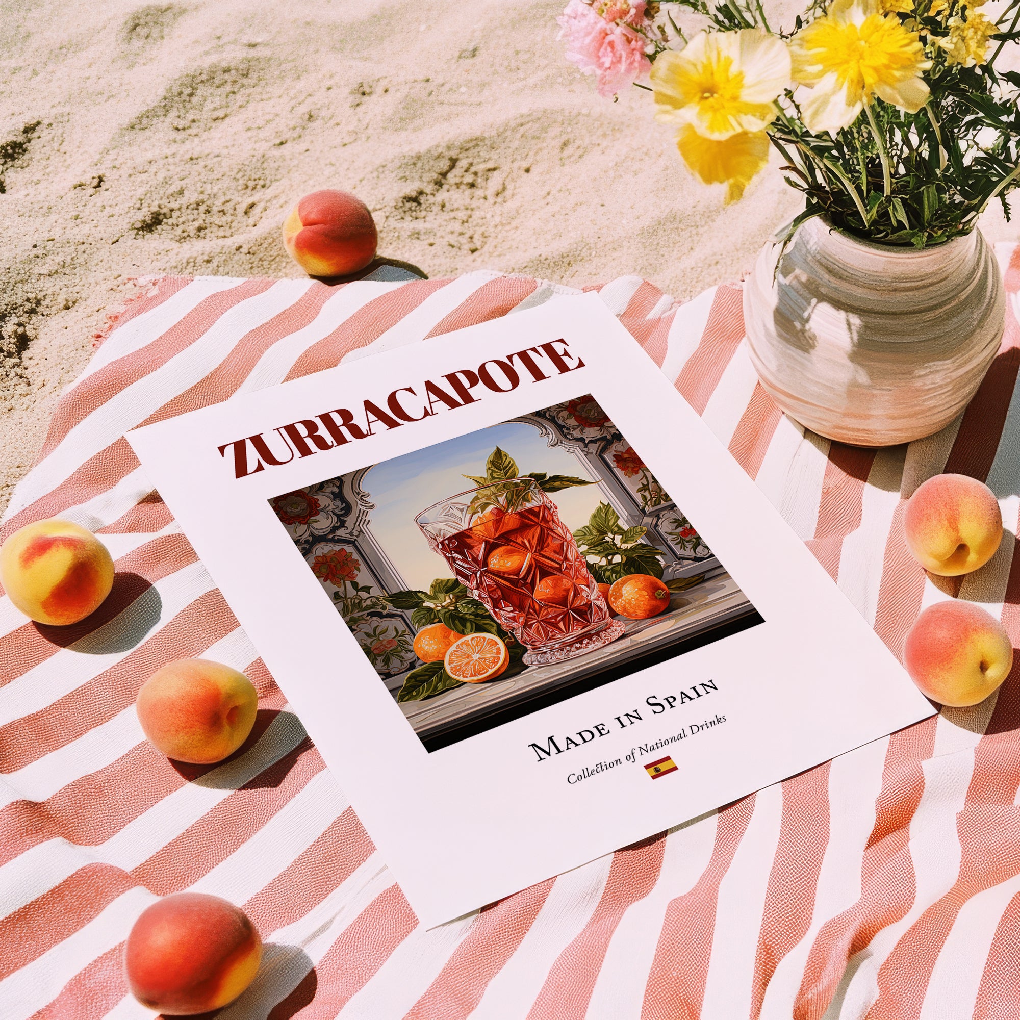 Zurracapote – Spanish Cocktail Drink, Sky Bar Print, unframed on coastal sand
