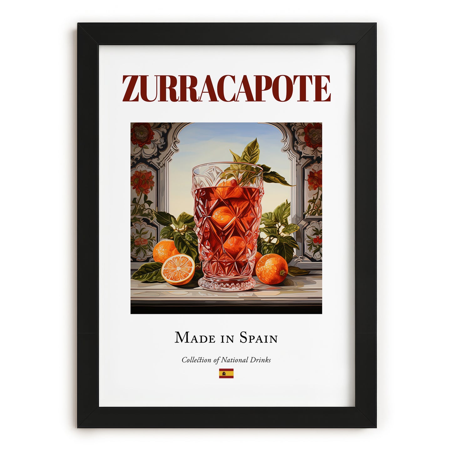 Zurracapote – Spanish Cocktail Drink, Sky Bar Print, in sleek black frame