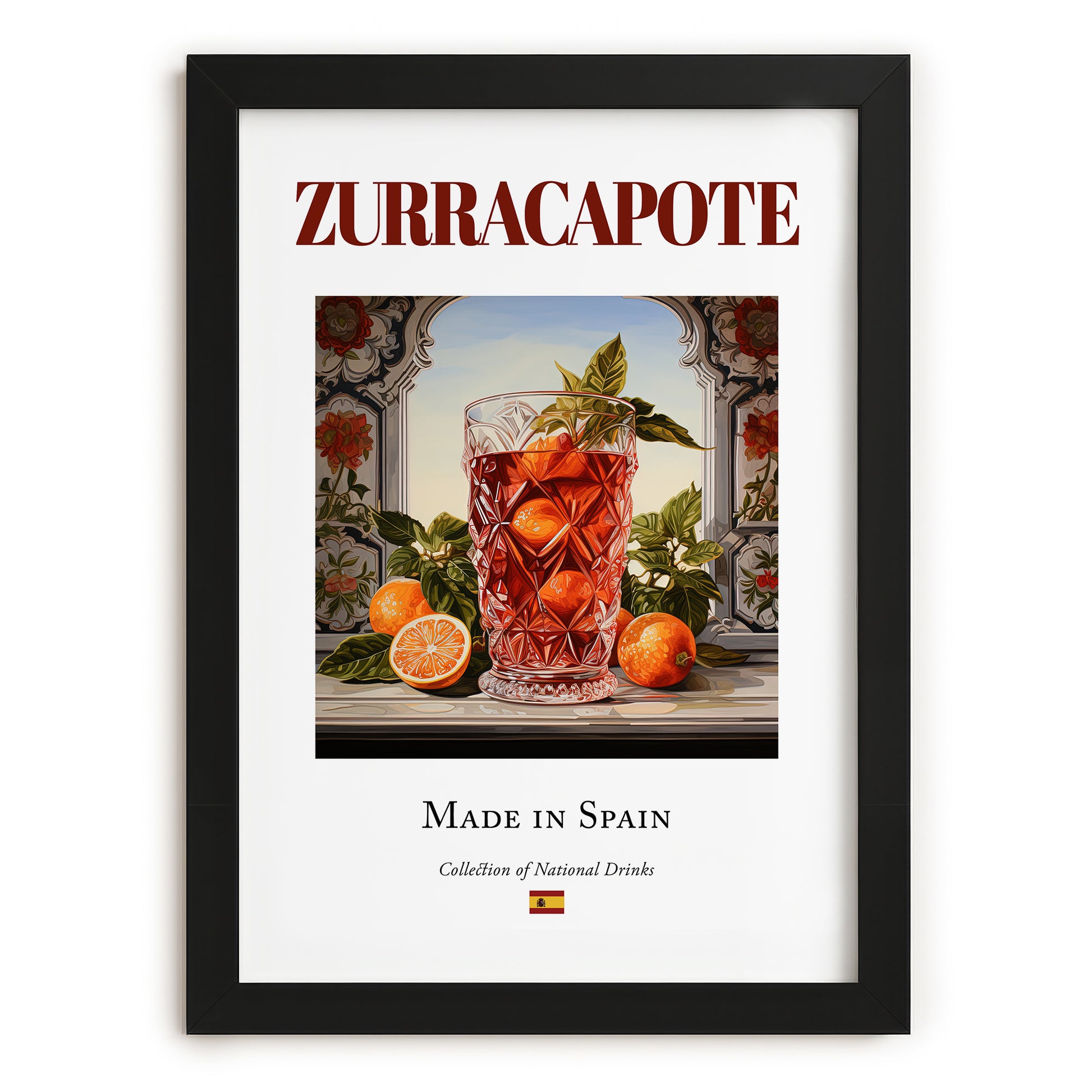 Zurracapote – Spanish Cocktail Drink, Sky Bar Print, in sleek black frame