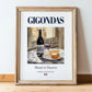 Gigondas – French Red Wine, Wine Bar Poster, in wooden frame leaning on the floor