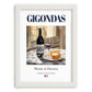 Gigondas – French Red Wine, Wine Bar Poster, placed in minimal white frame