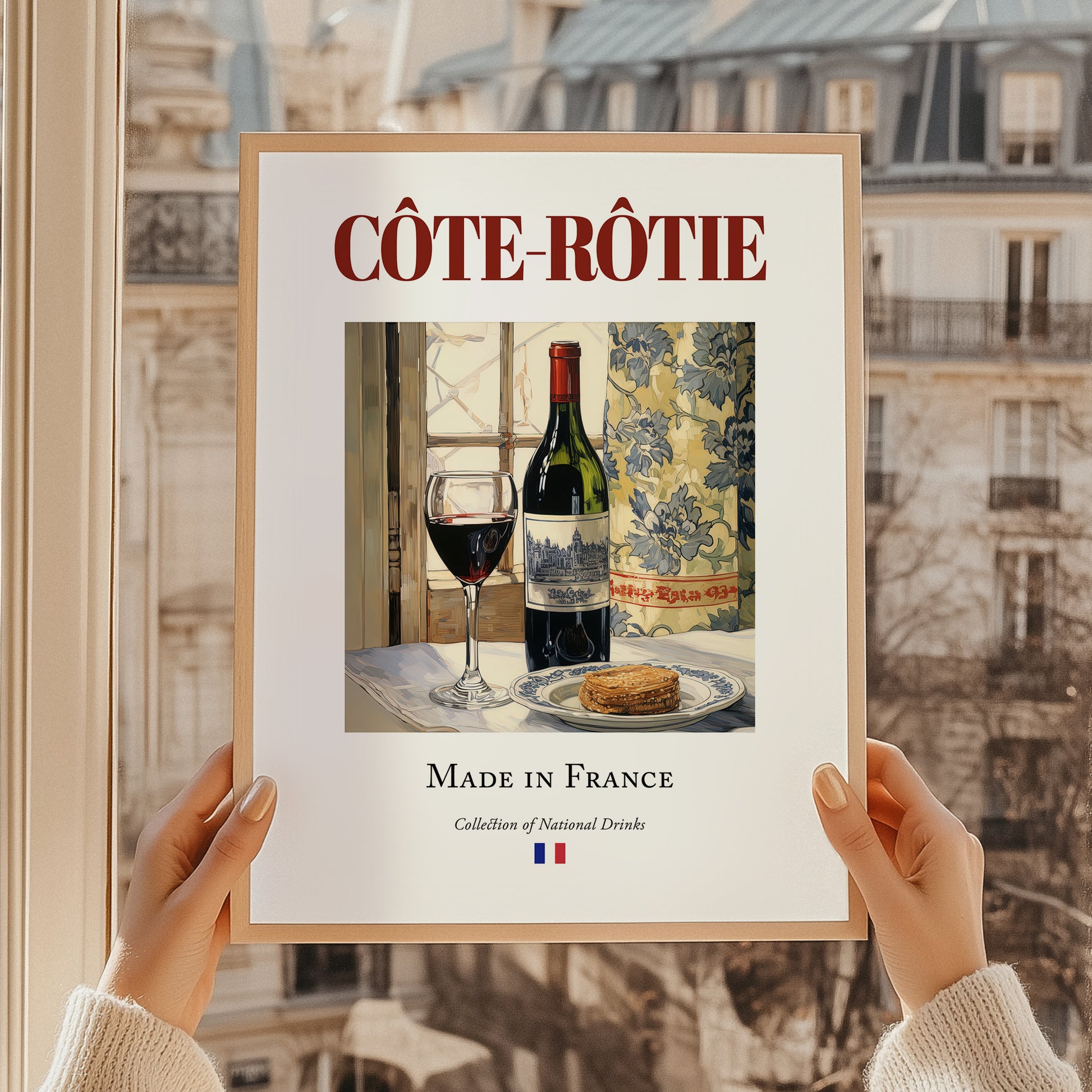 Côte-Rôtie – French Red Wine, Enoteca Wall Art, styled in a charming Paris street view