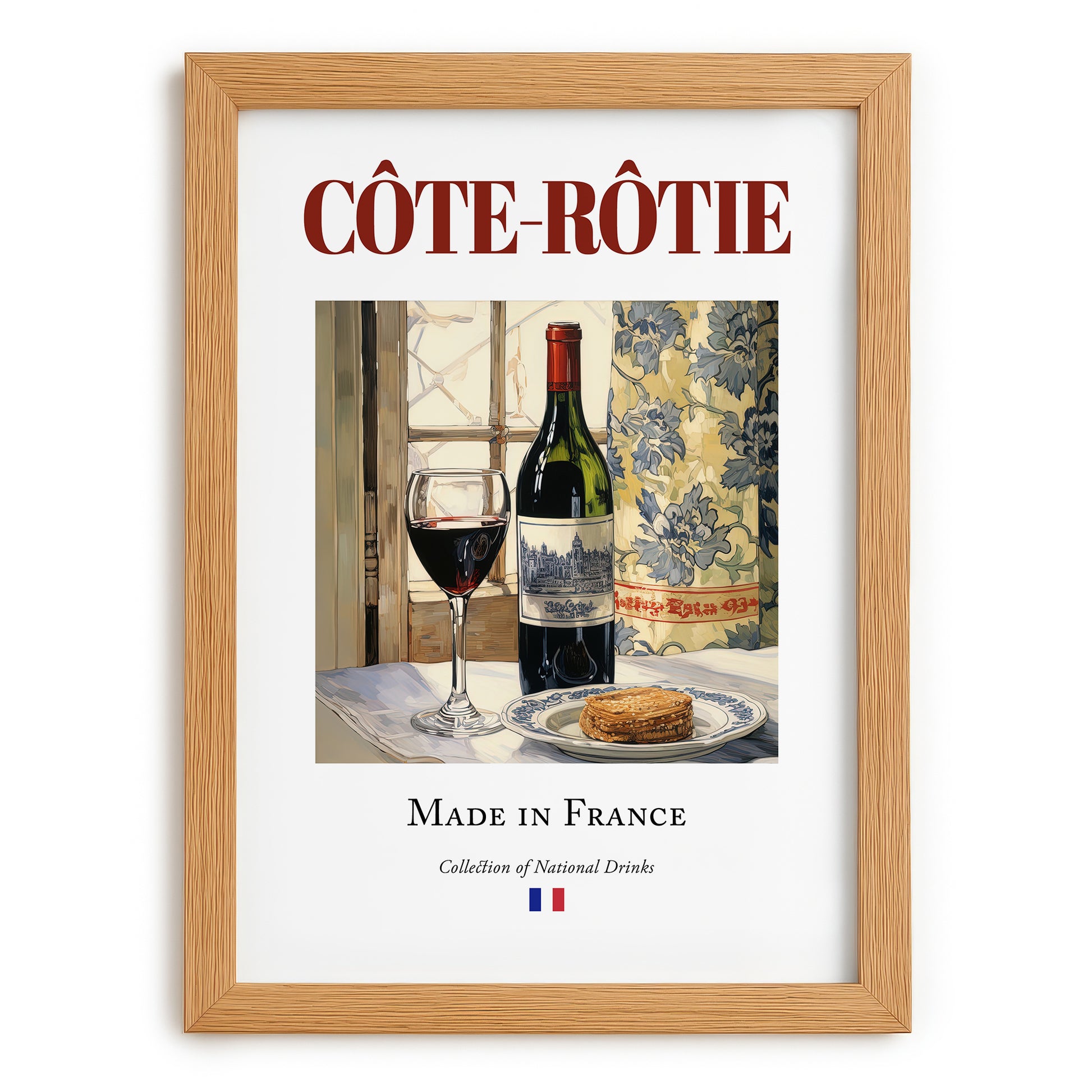 Côte-Rôtie – French Red Wine, Enoteca Wall Art, set in oak frame