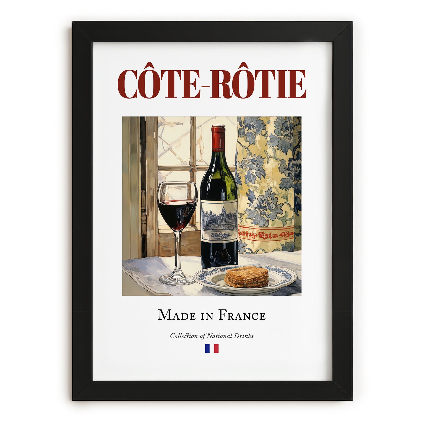 Côte-Rôtie – French Red Wine, Enoteca Wall Art, in sleek black frame