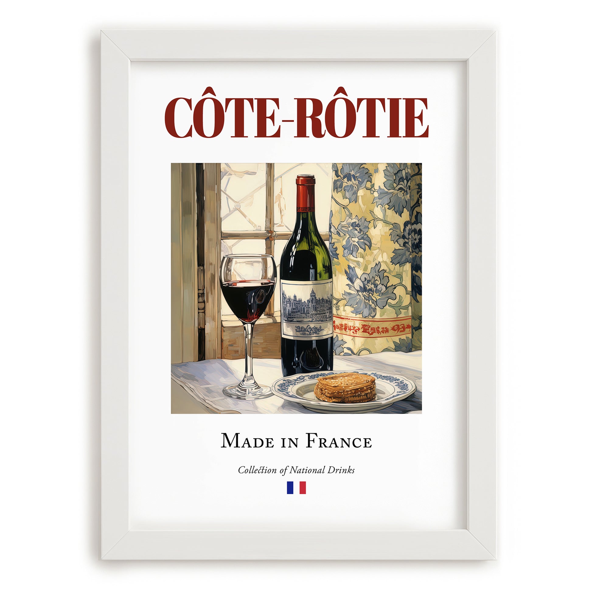 Côte-Rôtie – French Red Wine, Enoteca Wall Art, placed in minimal white frame