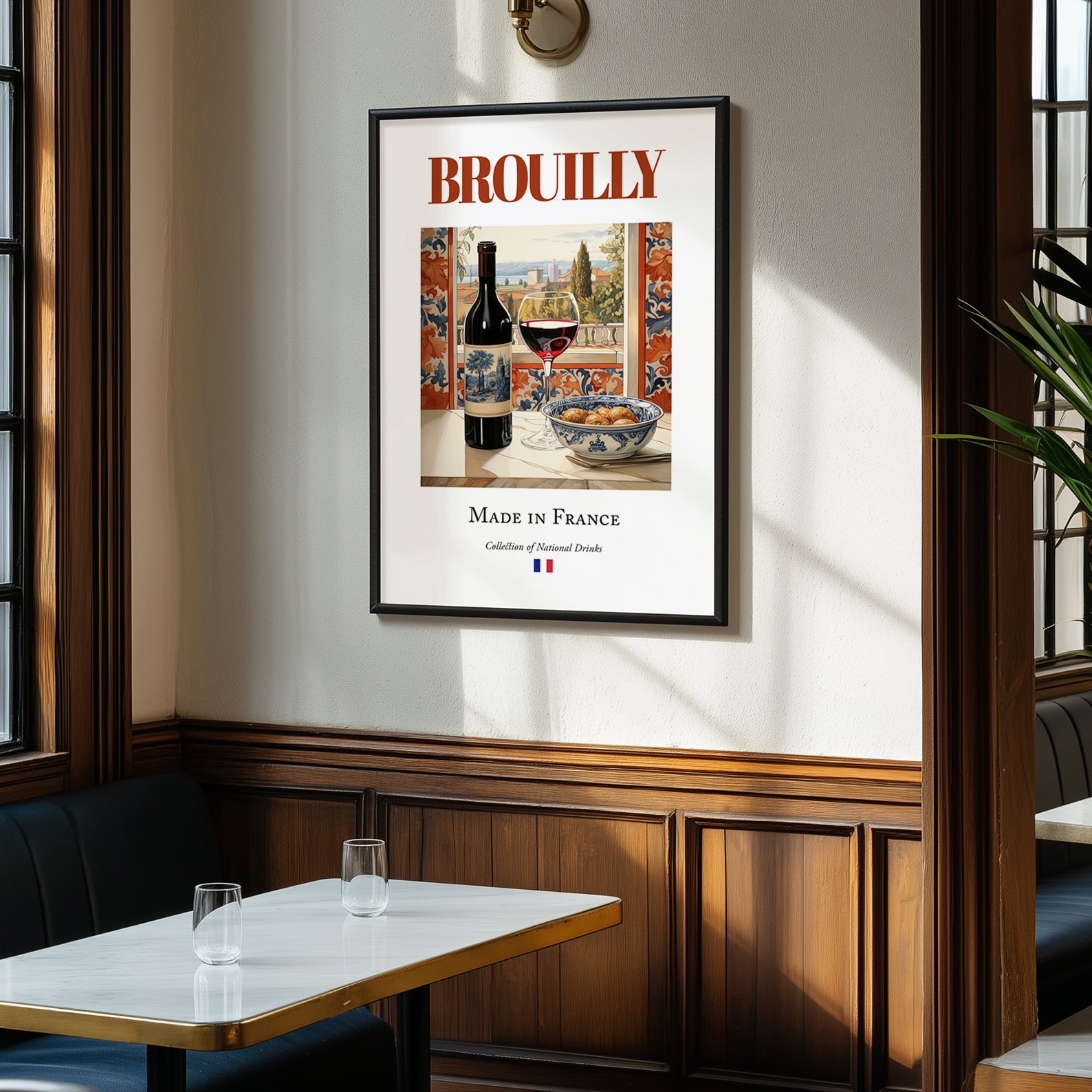 Brouilly – French Red Wine, Wine Bar Print, clean layout with no caption
