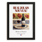 Beaujolais Nouveau – French Red Wine, Tasting Room Print, in sleek black frame