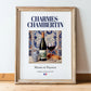 Charmes-Chambertin – French Red Wine, Wine Bar Art, in wooden frame leaning on the floor