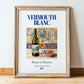 Vermouth blanc – French Liqueur Drink, Hotel Lobby Poster, in wooden frame leaning on the floor