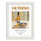 Sauternes – French Dessert Wine, Enoteca Still Life, placed in minimal white frame