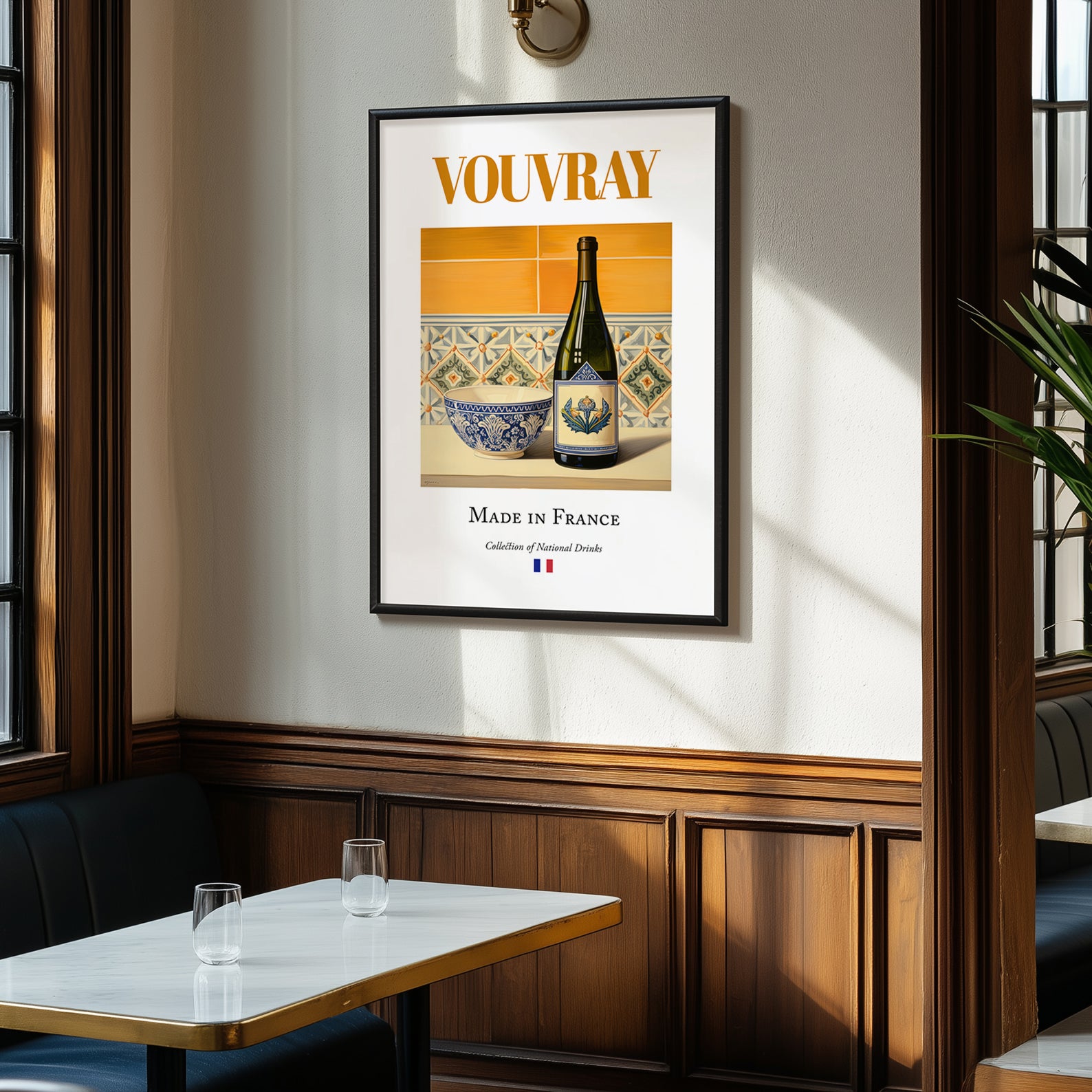 Vouvray – French White Wine, Wine Bar Wall Art, clean layout with no caption