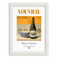 Vouvray – French White Wine, Wine Bar Wall Art, placed in minimal white frame