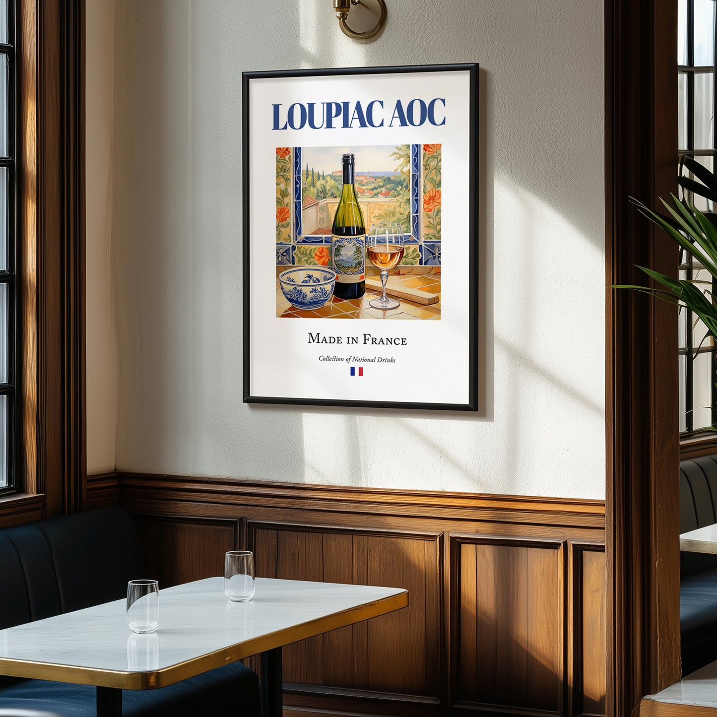 Loupiac AOC – French Dessert Wine, Vineyard Terrace Wall Decor, clean layout with no caption