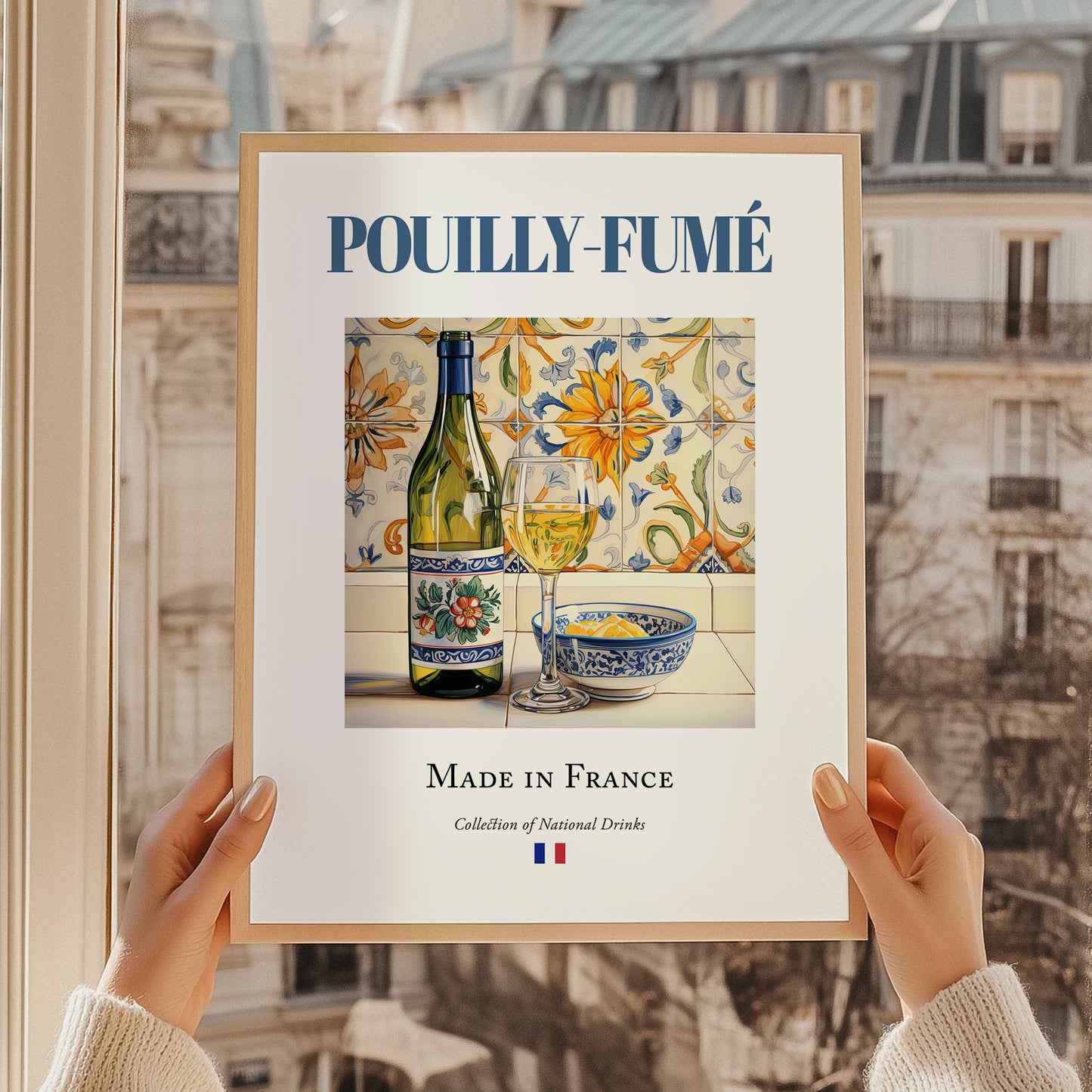 Pouilly-Fumé – French White Wine, Tasting Room Still Life, styled in a charming Paris street view