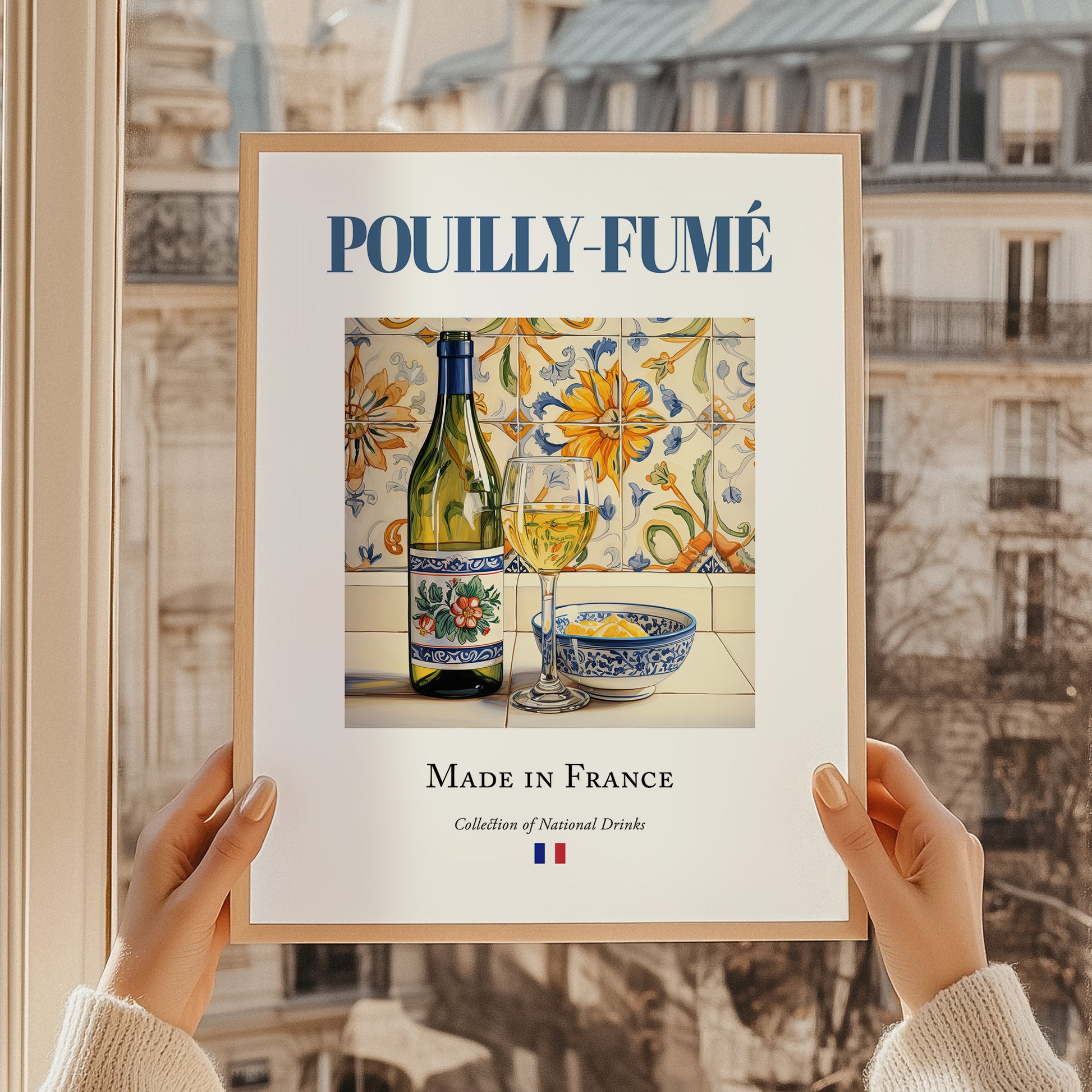 Pouilly-Fumé – French White Wine, Tasting Room Still Life, styled in a charming Paris street view