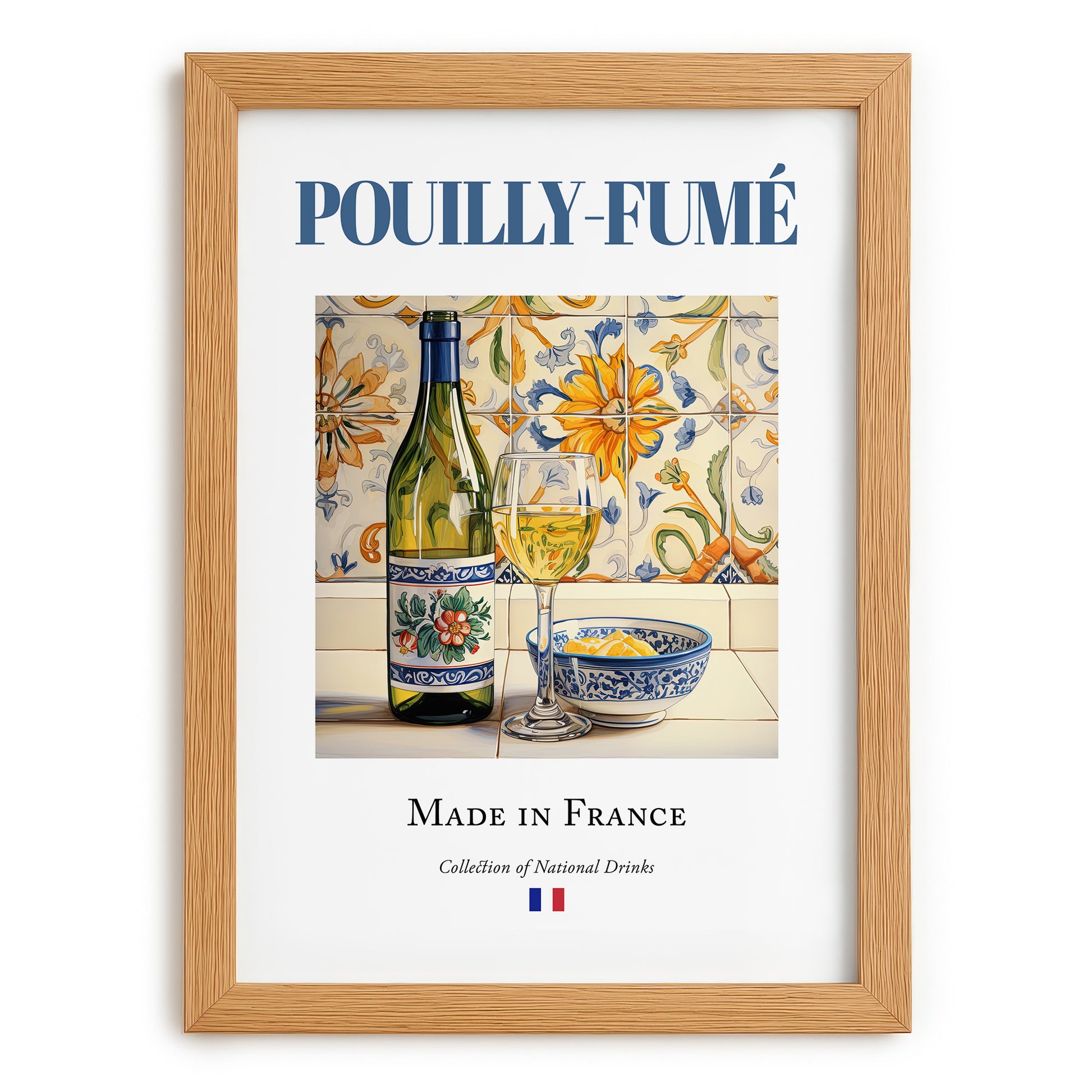 Pouilly-Fumé – French White Wine, Tasting Room Still Life, set in oak frame