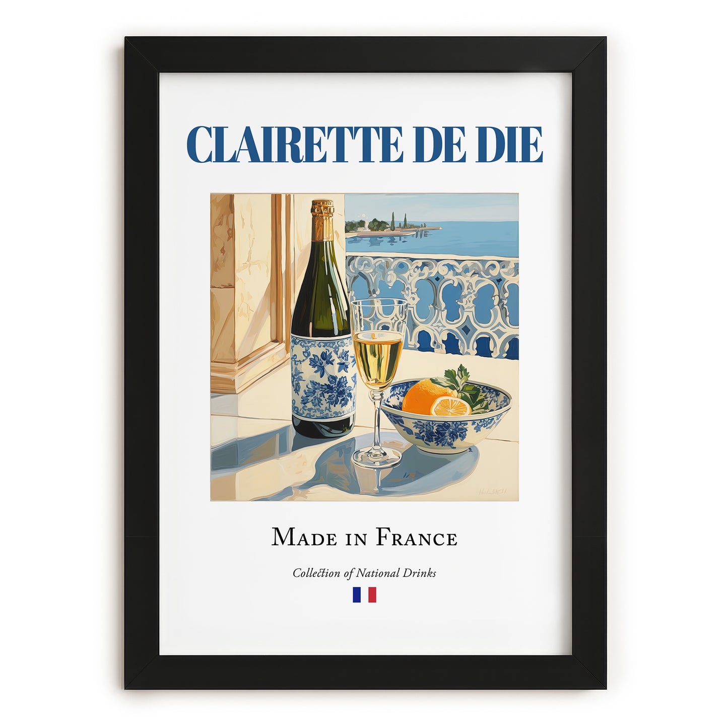 Clairette de Die – French Sparkling Wine, Vinoteca Poster, in sleek black frame