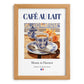 Café au lait – French Coffee, Espresso Bar Print, set in oak frame
