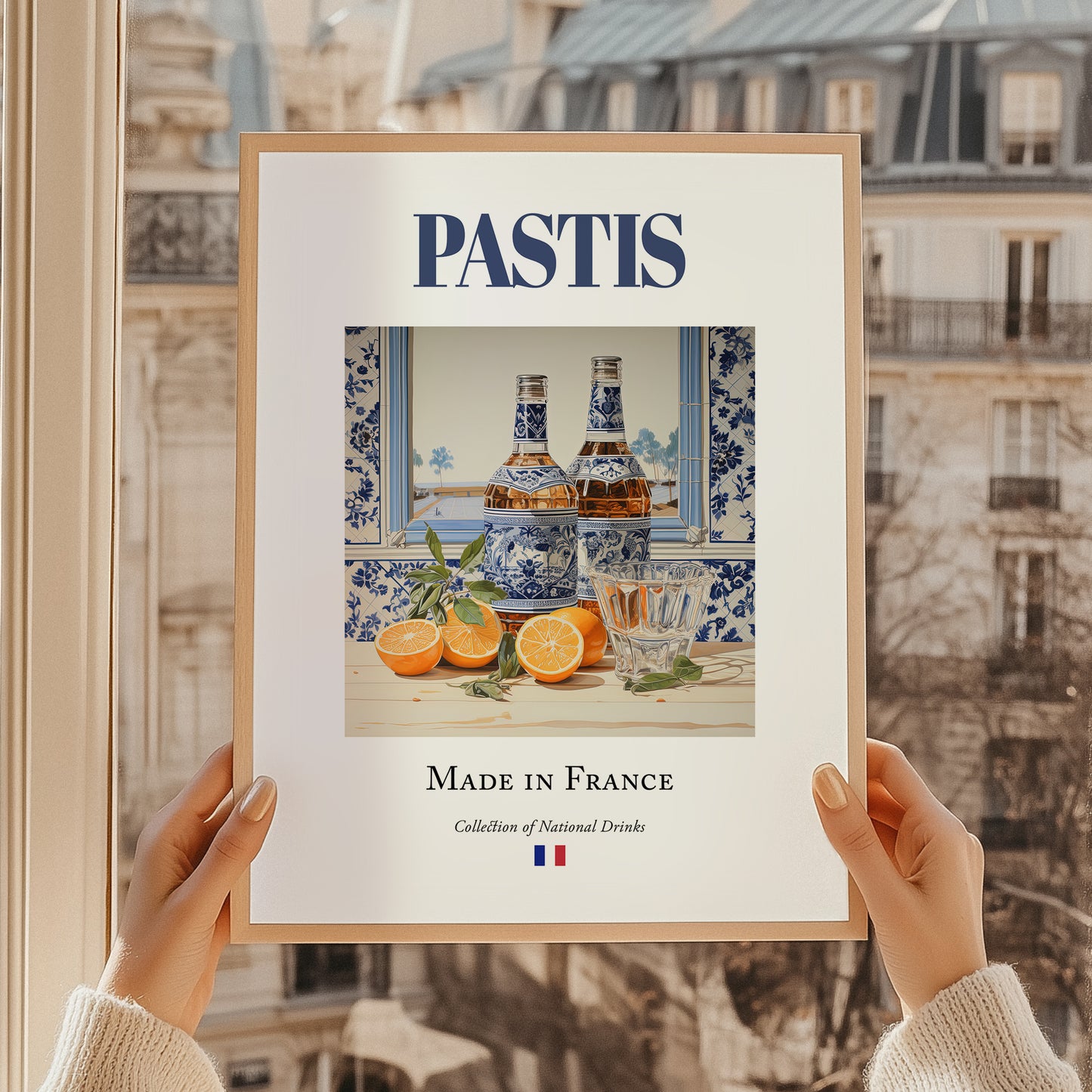 Pastis – French Spirit Drink, Rooftop Terrace Poster, styled in a charming Paris street view