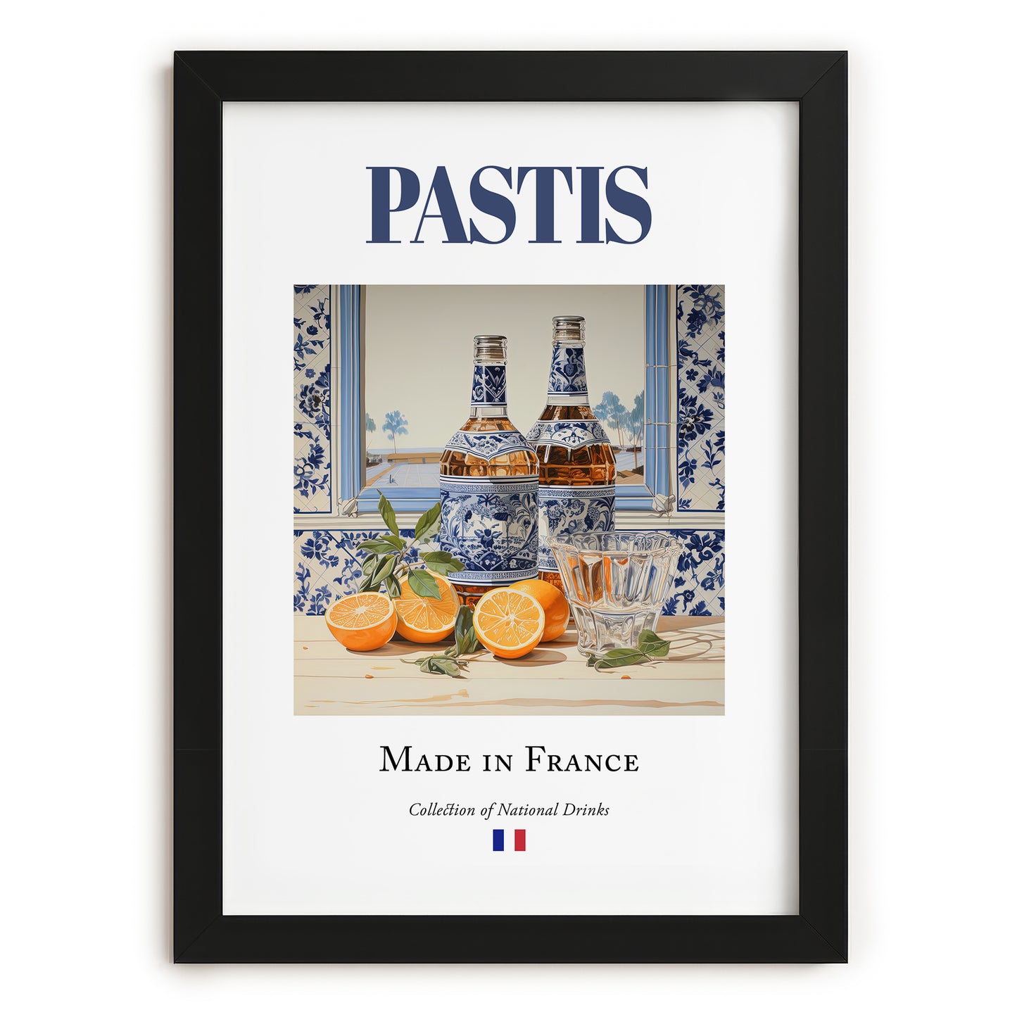 Pastis – French Spirit Drink, Rooftop Terrace Poster, in sleek black frame