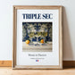 Triple sec – French Liqueur Drink, Speakeasy Poster, in wooden frame leaning on the floor