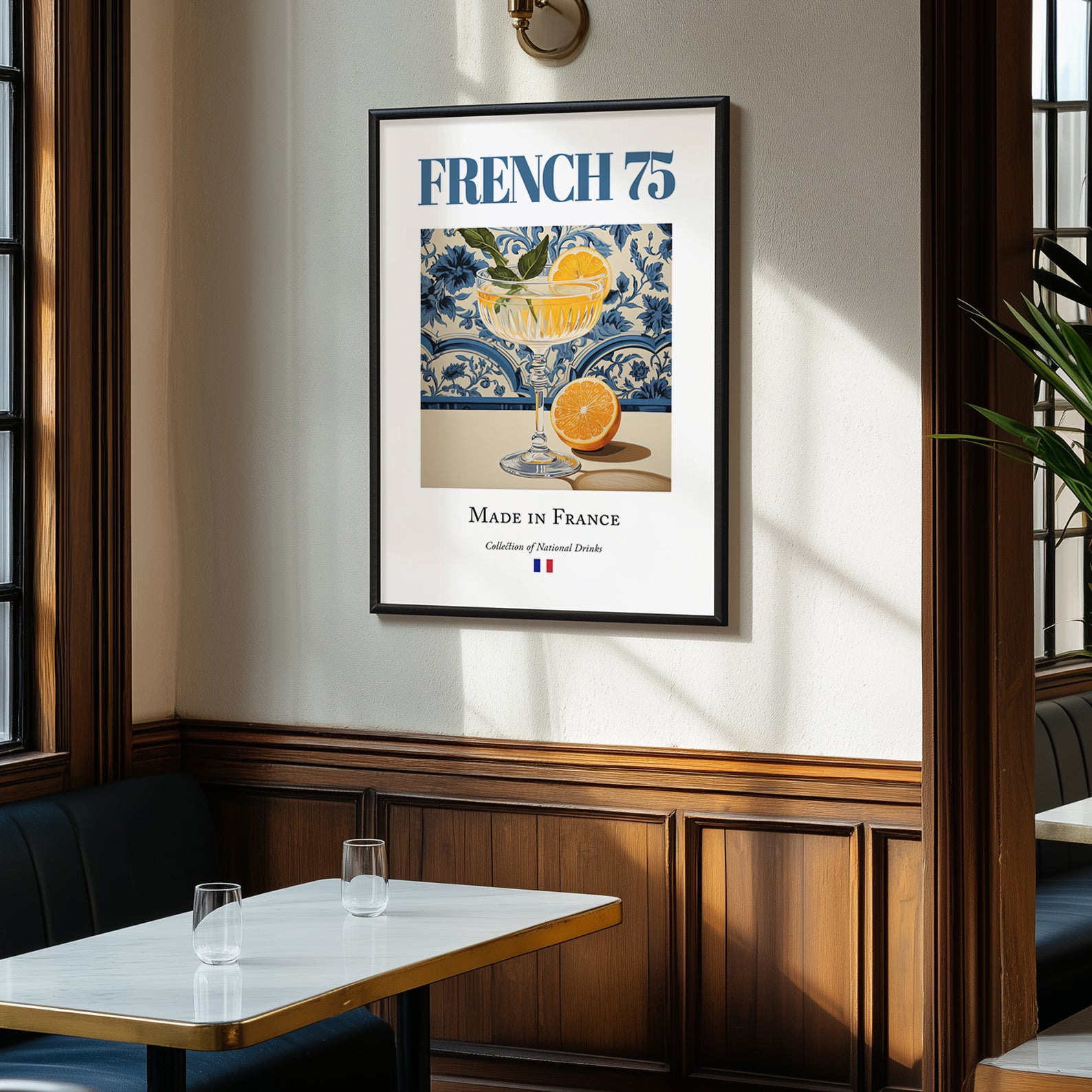 French 75 – French Cocktail Drink, Rooftop Terrace Print, clean layout with no caption