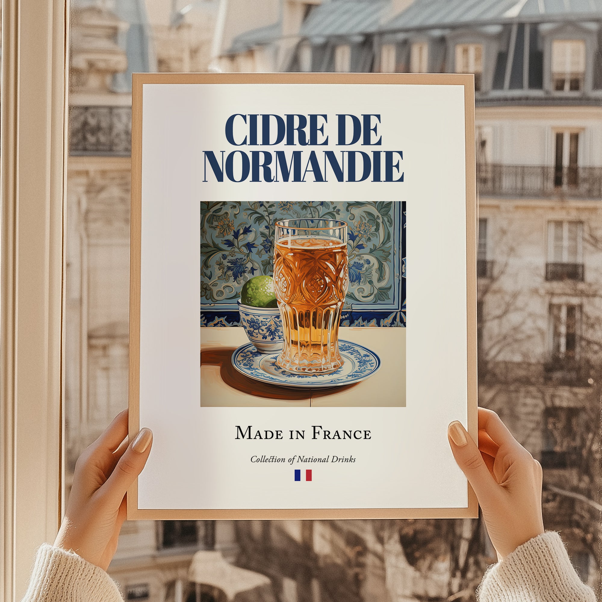 Cidre de Normandie – French Cider Cider, Cidreria Print, styled in a charming Paris street view